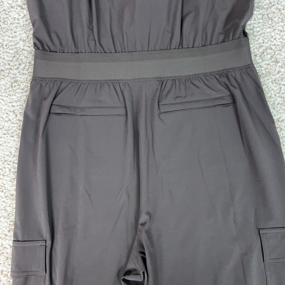 Athleta Jumpsuit Womens 10 Gray Brooklyn Utility Wide Leg Zip Pockets Travel - Picture 16 of 16